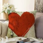 - Rasel-K12402-Gorsel - Realhomes  Realhomes Krem Zeminli Mermer Tasarımlı Kalp Temalı Modern Yastık Kırlent Kılıfı Realhomes