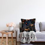 - Rasel-K12415-Gorsel-1 - Realhomes  Realhomes Siyah Zeminli Renkli Ağaçlar Sevimli Hayvan Tasarımlı Dijital Baskılı Yastık Kırlent Kılıfı Realhomes