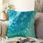 - Rasel-K12416-Gorsel - Realhomes  Realhomes Turkuaz Renkli Suluboya Tasarımlı Deniz Temalı Özel Tasarımlı Modern Yastık Kırlent Kılıfı Realhomes