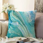 - Rasel-K12417-Gorsel - Realhomes  Realhomes Mavi Renkli Mermer Tasarımlı Suluboya Motifli Dekoratif Yastık Kırlent Kılıfı Realhomes