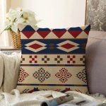 - Rasel-K12419-Gorsel - Realhomes  Realhomes Krem Zeminli Geometrik Çizim Tasarımlı Renkli Dijital Baskılı Yastık Kırlent Kılıfı Realhomes