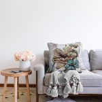 - Rasel-K12425-Gorsel-1 - Realhomes Realhomes Karakelem Çizimli Renklendirilmiş Gül Çiçek Motifli Dijital Baskılı Yastık Kırlent Kılıfı Realhomes