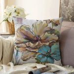 - Rasel-K12425-Gorsel - Realhomes Realhomes Karakelem Çizimli Renklendirilmiş Gül Çiçek Motifli Dijital Baskılı Yastık Kırlent Kılıfı Realhomes