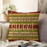 - Rasel-K12427-Gorsel - Realhomes Realhomes Pastel Renkli Çizgili Zemin Home Sweet Home Tasarımlı Dijital Baskılı Yastık Kırlent Kılıfı Realhomes