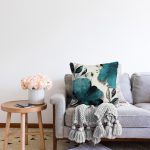 - Rasel-K12453-Gorsel-1 - Realhomes Realhomes Krem Turkuaz Renkli Suluboya Motifli Dijital Baskılı Dekoratif Yastık Kırlent Kılıfı Realhomes