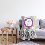 - Rasel-Kc10537-Gorsel-1 - Realhomes  Realhomes Renkli Çizgili Unicorn Temalı Çocuk & Genç Odası Modern Yastık Kırlent Kılıfı Realhomes