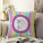 - Rasel-Kc10537-Gorsel - Realhomes  Realhomes Renkli Çizgili Unicorn Temalı Çocuk & Genç Odası Modern Yastık Kırlent Kılıfı Realhomes