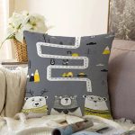 - Rasel-Kc10544-Gorsel - Realhomes  Realhomes Sevimli Ayılar Siyah Beyaz Eğitici Yol Tasarımlı Çocuk & Genç Odası Modern Yastık Kırlent Kılıfı Realhomes