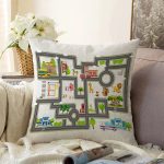 - Rasel-Kc10564-Gorsel - Realhomes  Realhomes Öğretici Trafik Yolu Oyun Tasarımlı Çocuk & Genç Odası Modern Yastık Kırlent Kılıfı Realhomes