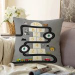 - Rasel-Kc10567-Gorsel - Realhomes  Realhomes Araba Yollu Eğitici Seksek Tasarımlı Çocuk & Genç Odası Modern Yastık Kırlent Kılıfı Realhomes