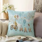 - Rasel-Kc10573-Gorsel - Realhomes  Realhomes Mavi Zeminli Sevimli Hayvanlar Desenli Çocuk & Genç Odası Modern Yastık Kırlent Kılıfı Realhomes