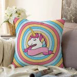 - Rasel-Kc10579-Gorsel - Realhomes  Realhomes Renkli Daireler Unicorn Tasarımlı Çocuk & Genç Odası Modern Yastık Kırlent Kılıfı Realhomes