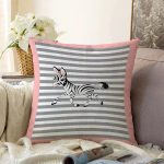 - Rasel-Kc10603-Gorsel - Realhomes  Realhomes Gri Çizgili Zemin Sevimli Zebra Tasarımlı Çocuk & Genç Odası Modern Yastık Kırlent Kılıfı Realhomes