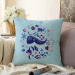 - Rasel-Kc10607-Gorsel - Realhomes  Realhomes Mavi Balina Ve Yavruları Tasarımlı Çocuk & Genç Odası Modern Yastık Kırlent Kılıfı Realhomes