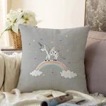 - Rasel-Kc10613-Gorsel - Realhomes  Realhomes Gri Zemin Unicorn Temalı At Çocuk & Genç Odası Modern Yastık Kırlent Kılıfı Realhomes