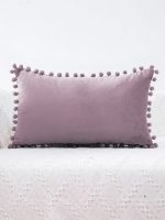 - 1 - Realhomes  Gül Kurusu Renkli Dikdörtgen Ponponlu Yastık Kırlent Kılıfı Realhomes