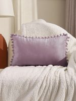 - 2 - Realhomes  Gül Kurusu Renkli Dikdörtgen Ponponlu Yastık Kırlent Kılıfı Realhomes