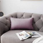 - 3 - Realhomes  Gül Kurusu Renkli Dikdörtgen Ponponlu Yastık Kırlent Kılıfı Realhomes