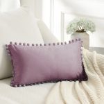 - 4 - Realhomes  Gül Kurusu Renkli Dikdörtgen Ponponlu Yastık Kırlent Kılıfı Realhomes