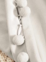 - 5 - Realhomes  Kırık Beyaz Renkli Dikdörtgen Ponponlu Yastık Kırlent Kılıfı Realhomes