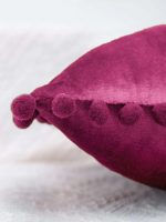 - 5 - Realhomes Fuşya Renk Dikdörtgen Ponponlu Yastık Kırlent Kılıfı Realhomes