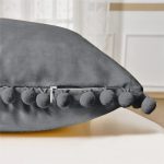 Antrasit Füme Renk Dikdörtgen Ponponlu Yastık Kırlent Kılıfı Realhomes