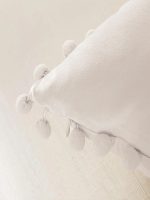 - 6 - Realhomes Bej Rengi Dikdörtgen Ponponlu Yastık Kırlent Kılıfı Realhomes