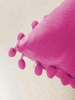 - 6 - Realhomes Fuşya Renk Dikdörtgen Ponponlu Yastık Kırlent Kılıfı Realhomes