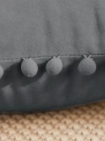 Antrasit Füme Renk Dikdörtgen Ponponlu Yastık Kırlent Kılıfı Realhomes