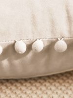 - 8 - Realhomes Bej Rengi Dikdörtgen Ponponlu Yastık Kırlent Kılıfı Realhomes