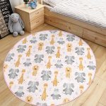 - RealHomes Dijital Baskılı Kaymaz Tabanlı Comfort Çocuk Odası Yuvarlak Halı - Realhomes  Sevimli Zürafa Su Aygırı Ve Fil Motifli Çocuk & Genç Odası Makinede Yıkanabilir Kaymaz Tabanlı Yuvarlak Çocuk Halısı Realhomes