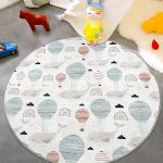 - RealHomes Dijital Baskılı Kaymaz Tabanlı Comfort Çocuk Odası Yuvarlak Halı - Realhomes  Balina Ve Balon Motifli Çocuk & Genç Odası Makinede Yıkanabilir Kaymaz Tabanlı Yuvarlak Çocuk Halısı Realhomes