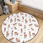 - RealHomes Dijital Baskılı Kaymaz Tabanlı Comfort Çocuk Odası Yuvarlak Halı - Realhomes  Sevimli Ceylan Ve Tavşan Motifli Çocuk & Genç Odası Makinede Yıkanabilir Kaymaz Tabanlı Yuvarlak Çocuk Halısı Realhomes