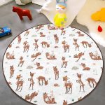 - RealHomes Dijital Baskılı Kaymaz Tabanlı Comfort Çocuk Odası Yuvarlak Halı - Realhomes  Sevimli Ceylan Ve Tavşan Motifli Çocuk & Genç Odası Makinede Yıkanabilir Kaymaz Tabanlı Yuvarlak Çocuk Halısı Realhomes