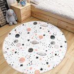 - RealHomes Dijital Baskılı Kaymaz Tabanlı Comfort Çocuk Odası Yuvarlak Halı - Realhomes  Gezegen Desenli Çocuk & Genç Odası Makinede Yıkanabilir Kaymaz Tabanlı Yuvarlak Çocuk Halısı Realhomes