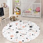 - RealHomes Dijital Baskılı Kaymaz Tabanlı Comfort Çocuk Odası Yuvarlak Halı - Realhomes  Gezegen Desenli Çocuk & Genç Odası Makinede Yıkanabilir Kaymaz Tabanlı Yuvarlak Çocuk Halısı Realhomes