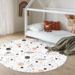 - RealHomes Dijital Baskılı Kaymaz Tabanlı Comfort Çocuk Odası Yuvarlak Halı - Realhomes  Gezegen Desenli Çocuk & Genç Odası Makinede Yıkanabilir Kaymaz Tabanlı Yuvarlak Çocuk Halısı Realhomes