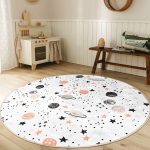 - RealHomes Dijital Baskılı Kaymaz Tabanlı Comfort Çocuk Odası Yuvarlak Halı - Realhomes  Gezegen Desenli Çocuk & Genç Odası Makinede Yıkanabilir Kaymaz Tabanlı Yuvarlak Çocuk Halısı Realhomes