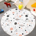 - RealHomes Dijital Baskılı Kaymaz Tabanlı Comfort Çocuk Odası Yuvarlak Halı - Realhomes  Gezegen Desenli Çocuk & Genç Odası Makinede Yıkanabilir Kaymaz Tabanlı Yuvarlak Çocuk Halısı Realhomes