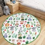 - RealHomes Dijital Baskılı Kaymaz Tabanlı Comfort Çocuk Odası Yuvarlak Halı - Realhomes Sevimli Orman Hayvanları Motifli Çocuk & Genç Odası Makinede Yıkanabilir Kaymaz Tabanlı Yuvarlak Çocuk Halısı Realhomes