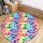 - RealHomes Dijital Baskılı Kaymaz Tabanlı Comfort Çocuk Odası Yuvarlak Halı - Realhomes  Özel Tasarım Renkli Kalpler Çocuk & Genç Odası Makinede Yıkanabilir Kaymaz Tabanlı Yuvarlak Çocuk Halısı Realhomes