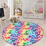- RealHomes Dijital Baskılı Kaymaz Tabanlı Comfort Çocuk Odası Yuvarlak Halı - Realhomes  Özel Tasarım Renkli Kalpler Çocuk & Genç Odası Makinede Yıkanabilir Kaymaz Tabanlı Yuvarlak Çocuk Halısı Realhomes