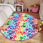 - RealHomes Dijital Baskılı Kaymaz Tabanlı Comfort Çocuk Odası Yuvarlak Halı - Realhomes  Özel Tasarım Renkli Kalpler Çocuk & Genç Odası Makinede Yıkanabilir Kaymaz Tabanlı Yuvarlak Çocuk Halısı Realhomes