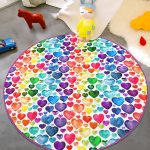 - RealHomes Dijital Baskılı Kaymaz Tabanlı Comfort Çocuk Odası Yuvarlak Halı - Realhomes  Özel Tasarım Renkli Kalpler Çocuk & Genç Odası Makinede Yıkanabilir Kaymaz Tabanlı Yuvarlak Çocuk Halısı Realhomes