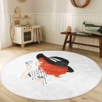 - RealHomes Dijital Baskılı Kaymaz Tabanlı Comfort Çocuk Odası Yuvarlak Halı - Realhomes  Fashion Girl Çocuk & Genç Odası Makinede Yıkanabilir Kaymaz Tabanlı Yuvarlak Çocuk Halısı Realhomes